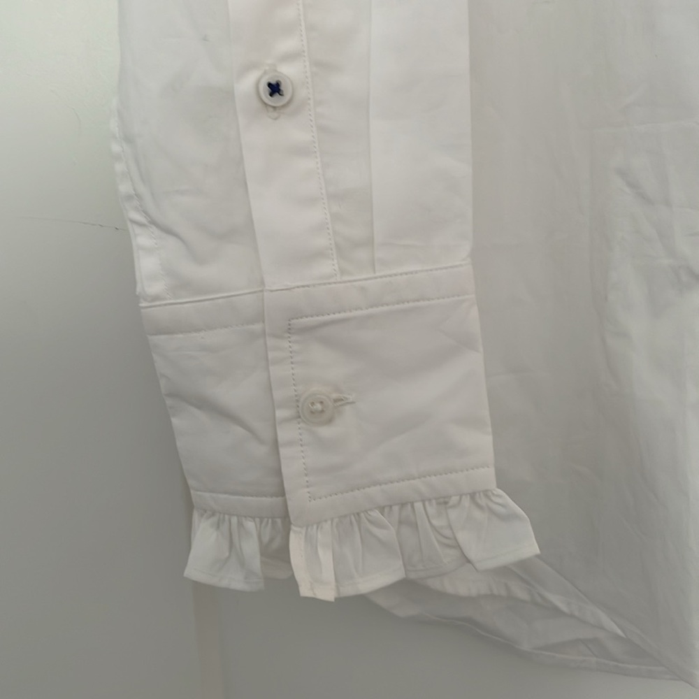 New With Defects J Crew Classic Fit Ruffle Collar Shirt White 4 - Picture 4 of 11